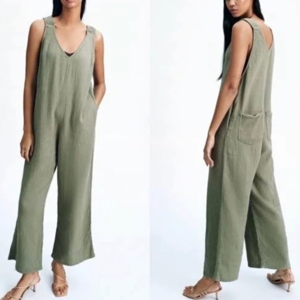 ZARA Wide-Leg Jumpsuit Sz M - Picture 8 of 8